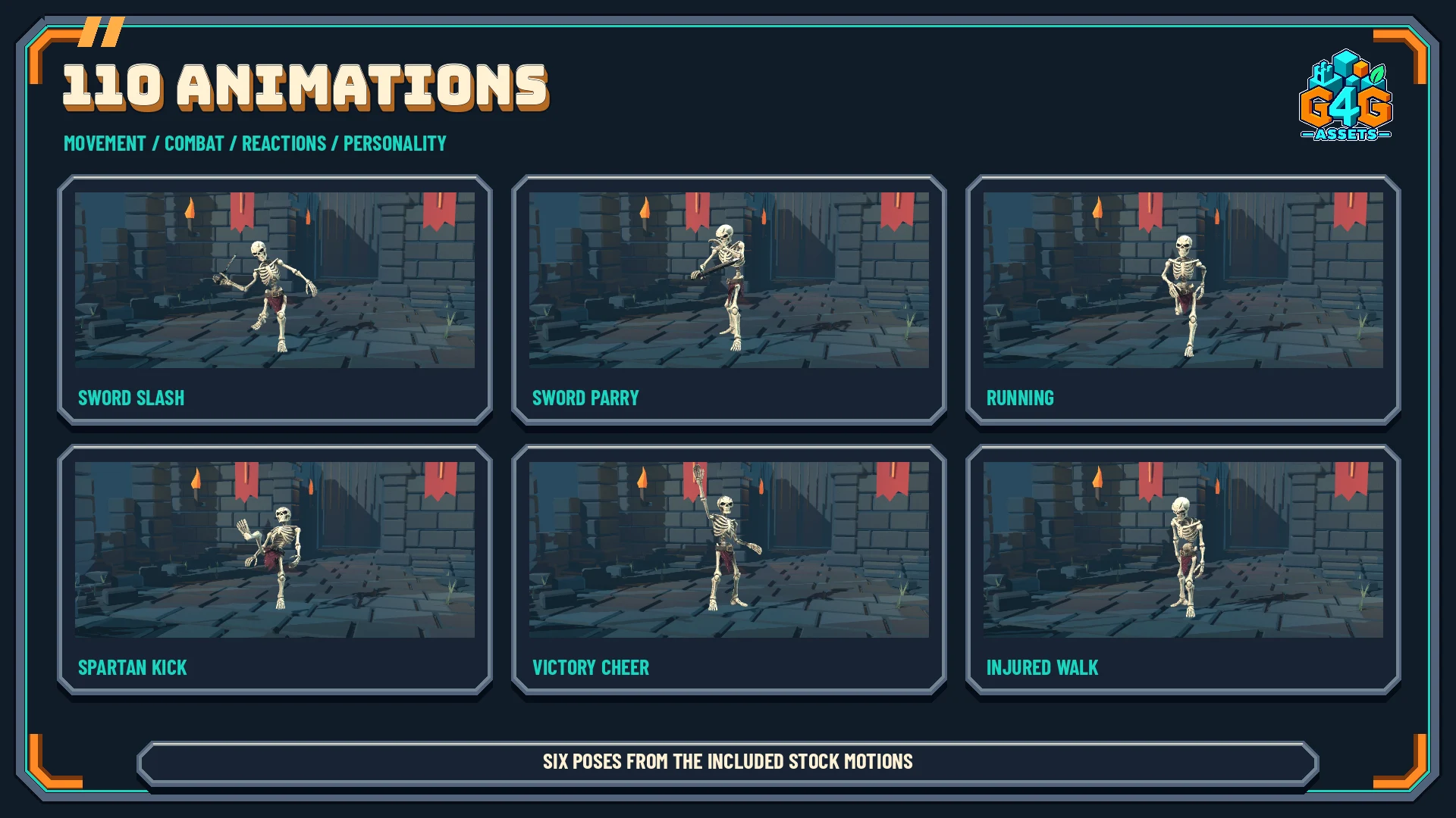 A sample of the included animation library