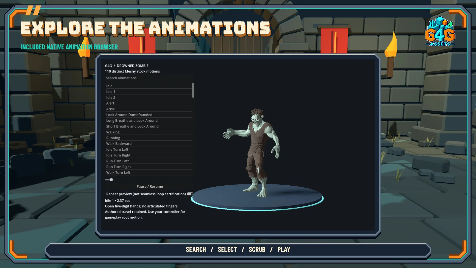 The included Godot animation browser