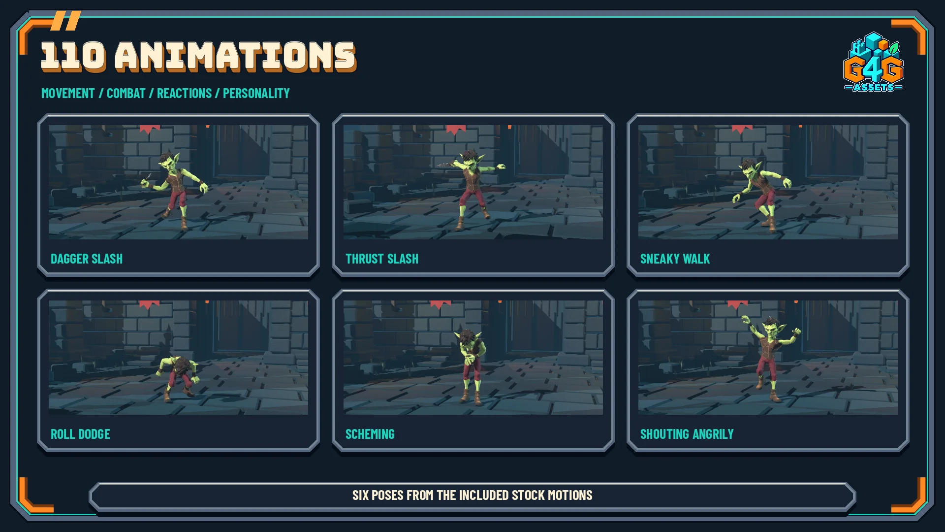 A sample of the included animation library