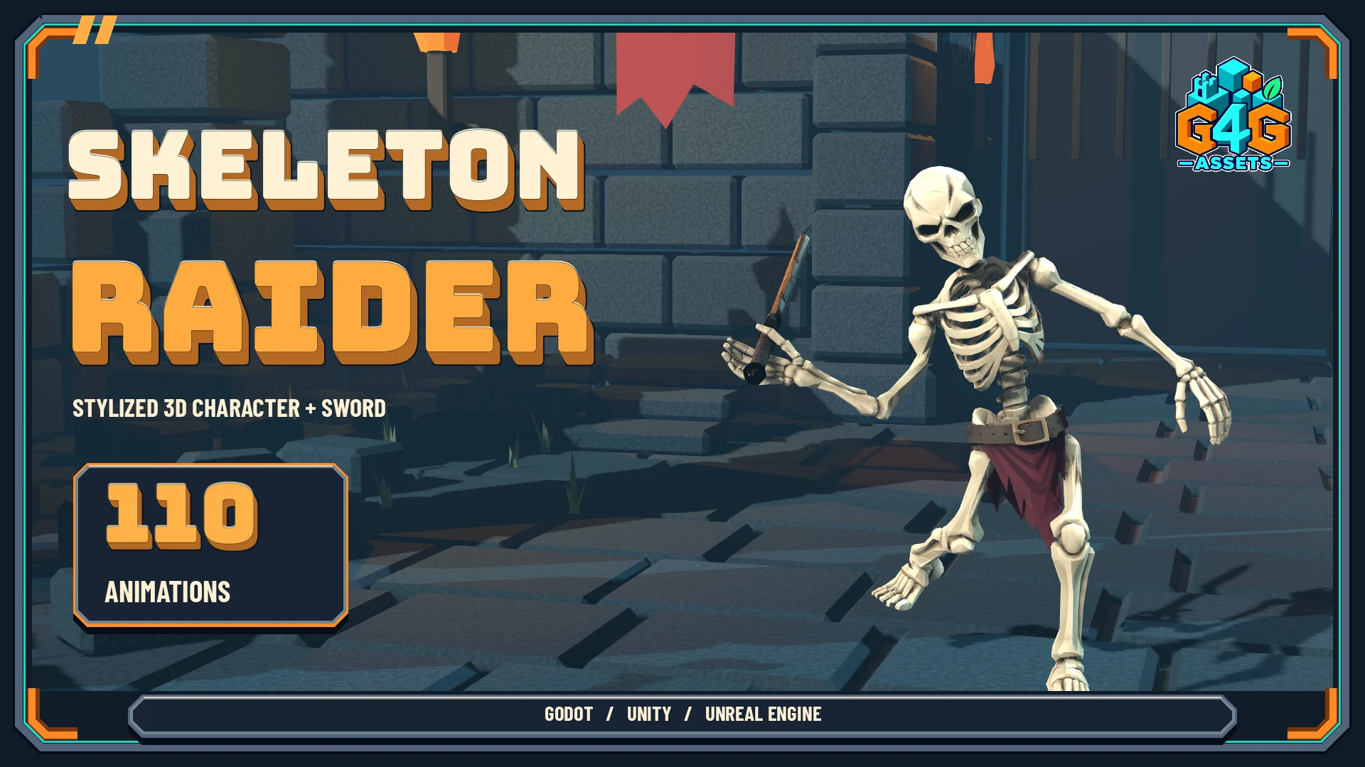Character showcase — the actual Skeleton Raider model