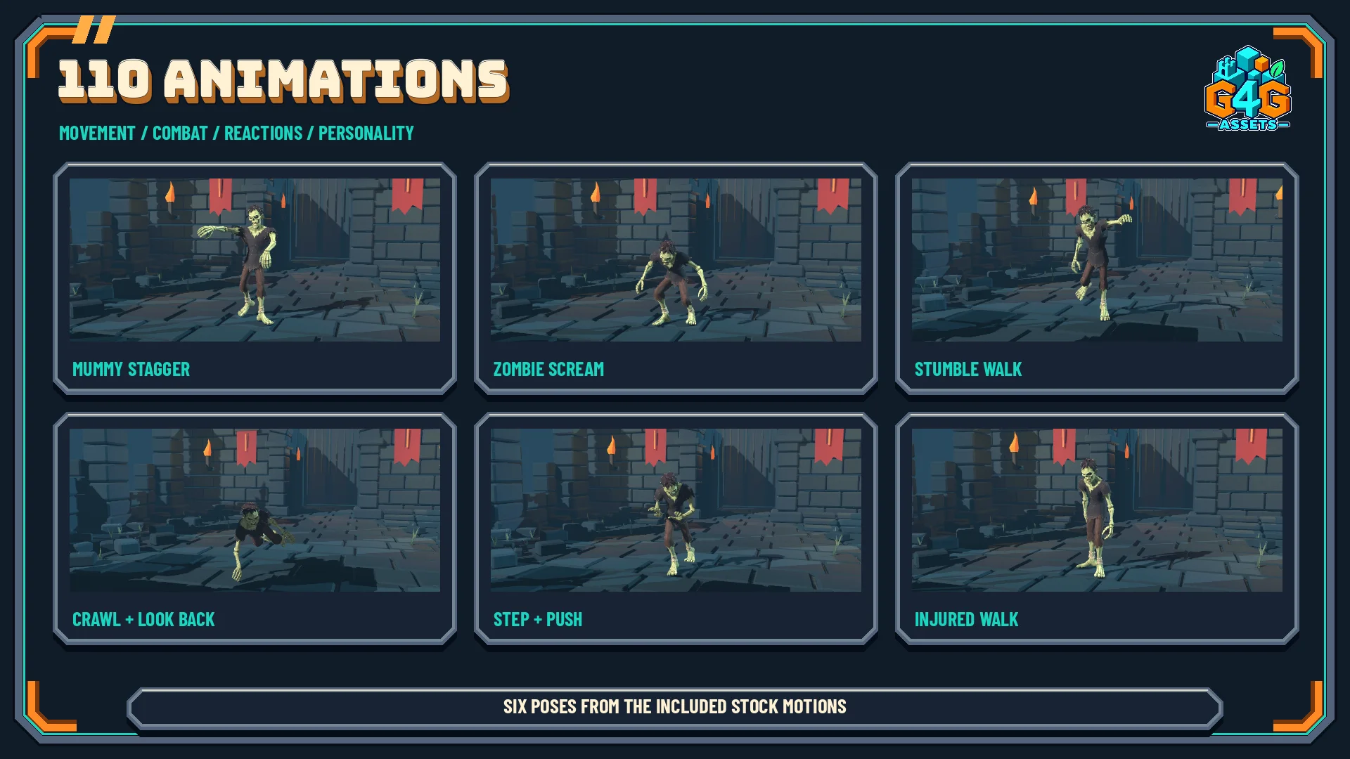 A sample of the included animation library